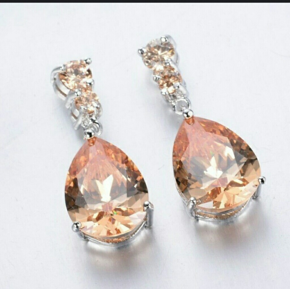 Women Stud Drop Earrings Sterling Silver 925 - Picture 2 of 2